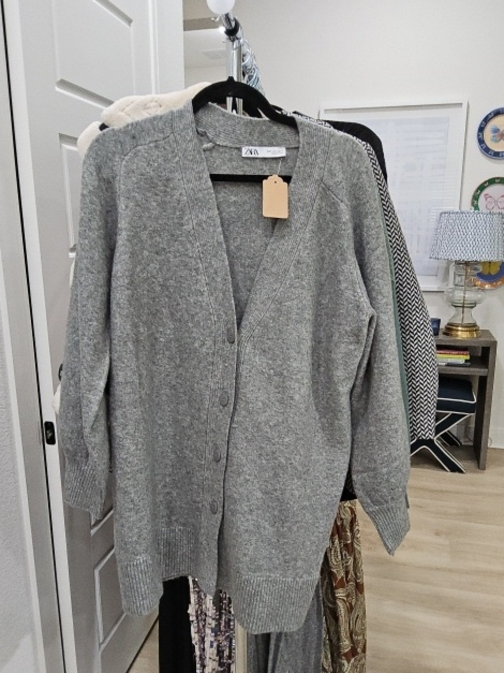 ZARA Gray Button-Front Women's Cardigan Sweater